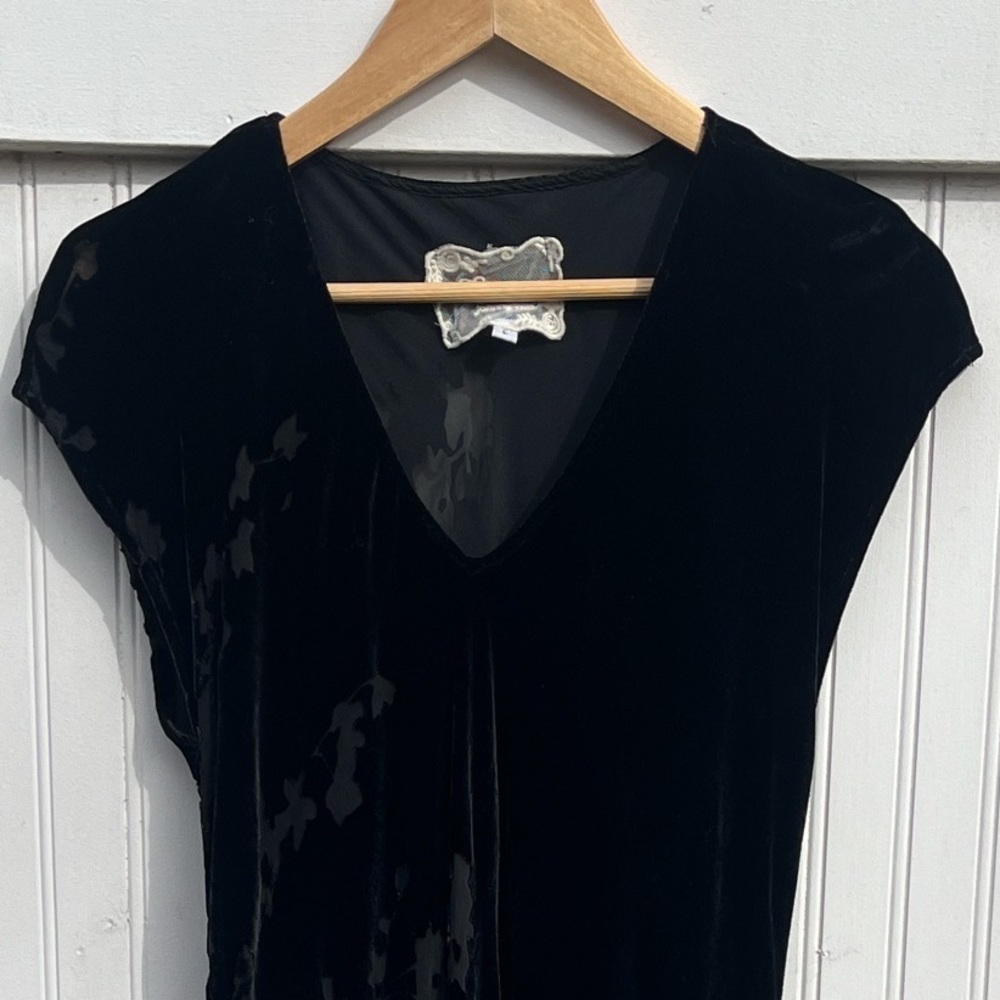 Flecked velvet and mesh stretch black maxi dress!